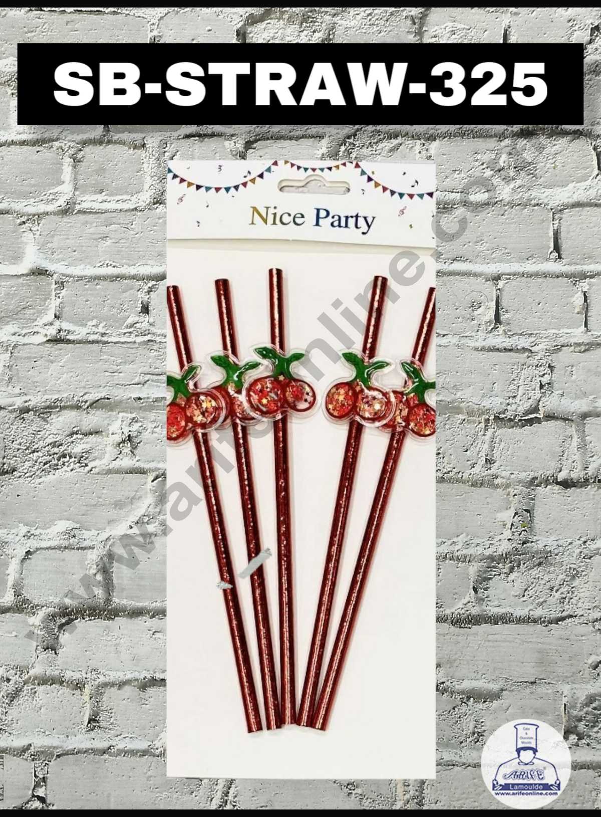 CAKE DECORβ’ 5pcs Cherry Straw Topper For Cake Decoration( SB-STRAW-325-Cherry )