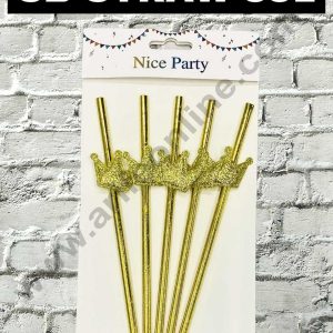 CAKE DECOR™ 5pcs Golden Crown Straw Topper For Cake Decoration( SB-STRAW-331 )