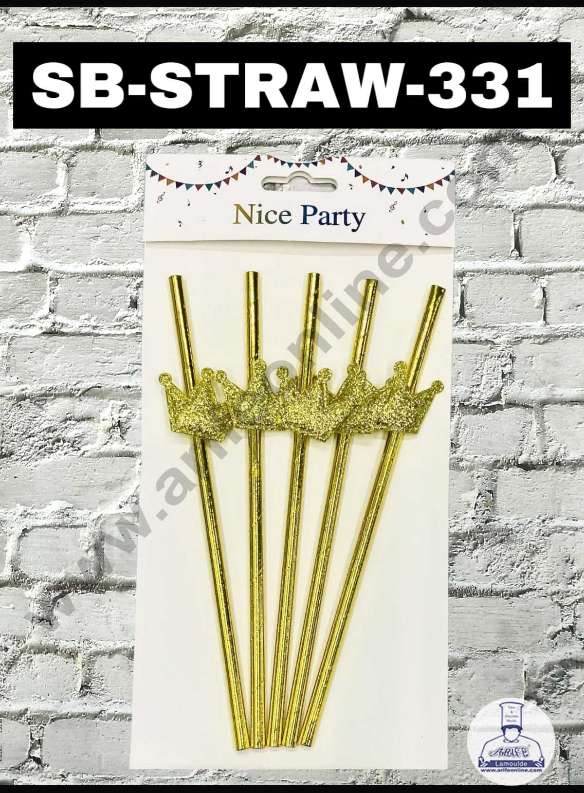 CAKE DECOR™ 5pcs Golden Crown Straw Topper For Cake Decoration( SB-STRAW-331 )