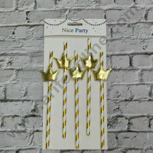 CAKE DECOR™ 5pcs Golden Crown Straw Topper For Cake Decoration( SB-STRAW-343-CGolden )