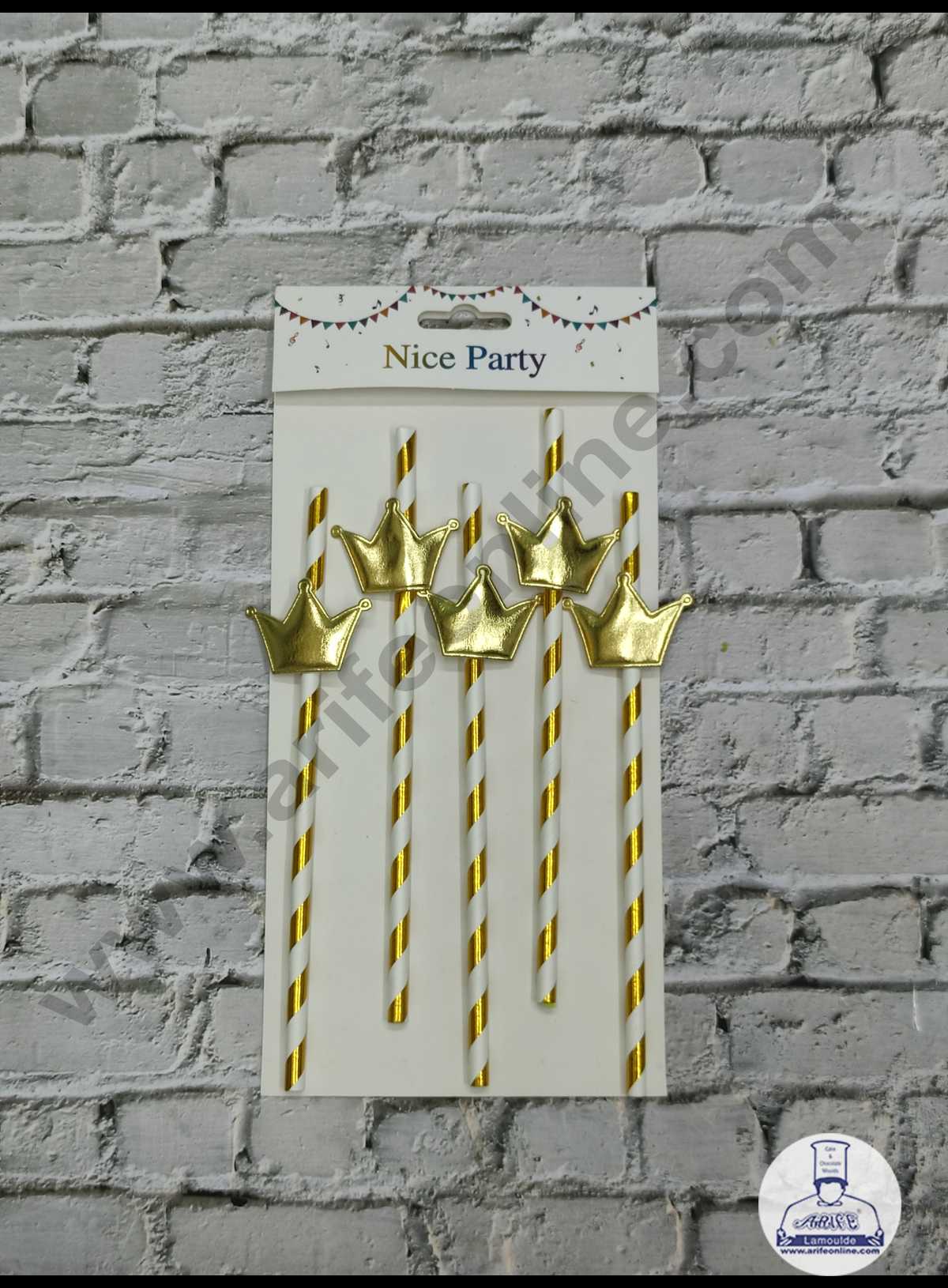CAKE DECORβ’ 5pcs Golden Crown Straw Topper For Cake Decoration( SB-STRAW-343-CGolden )