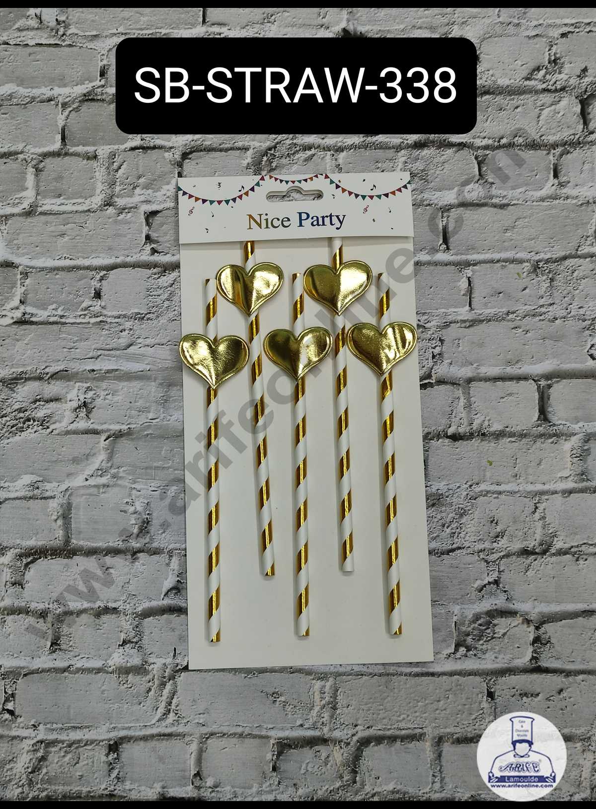 CAKE DECORβ’ 5pcs Golden Heart Straw Topper For Cake Decoration( SB-STRAW-338-Golden )