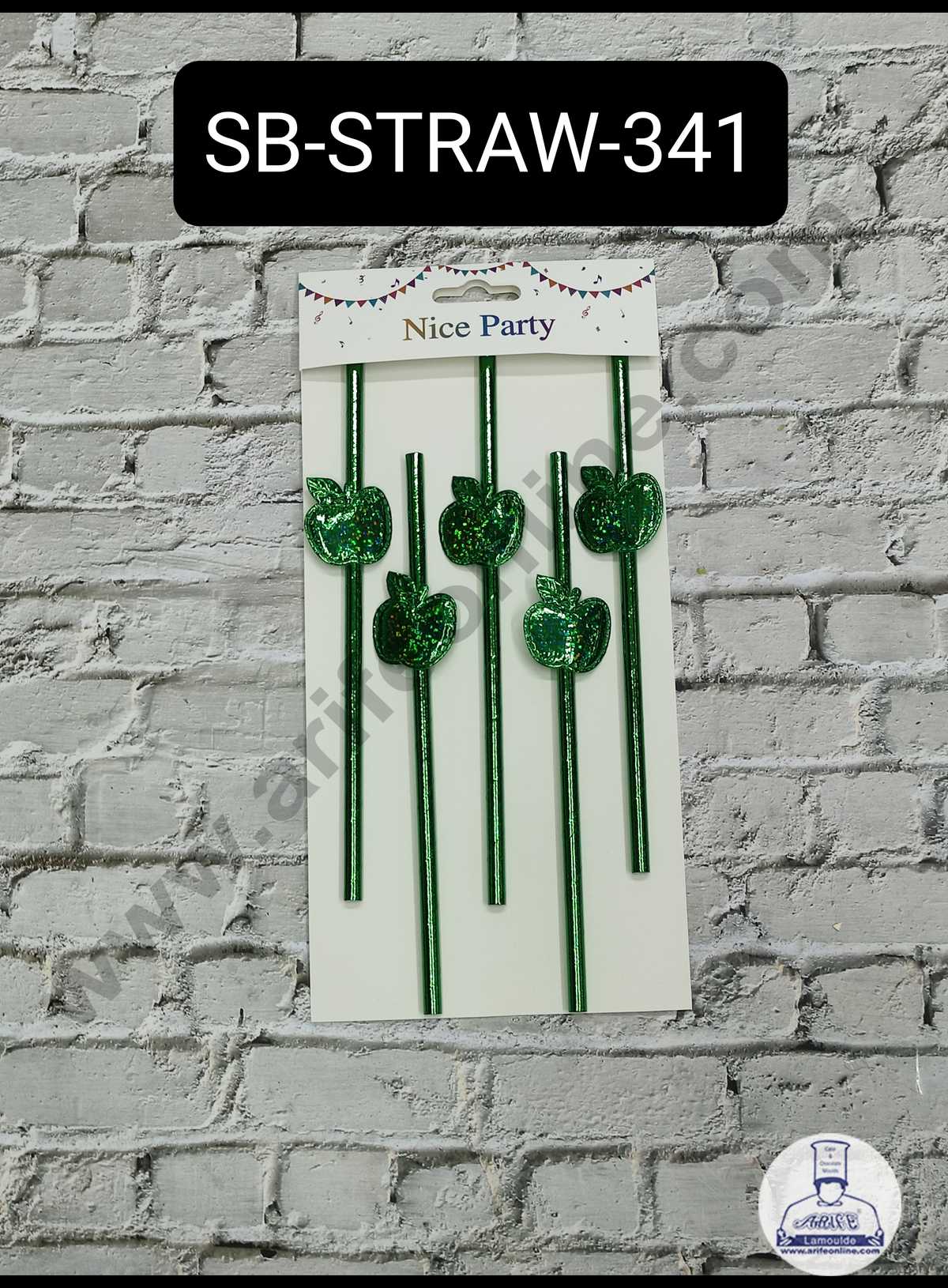 CAKE DECORβ’ 5pcs Green Apple Straw Topper For Cake Decoration( SB-STRAW-341-AGreen )