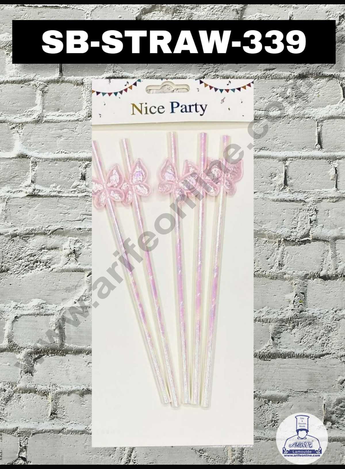 CAKE DECOR™ 5pcs Pink Butterfly Straw Topper For Cake Decoration( SB-STRAW-339-Pink )