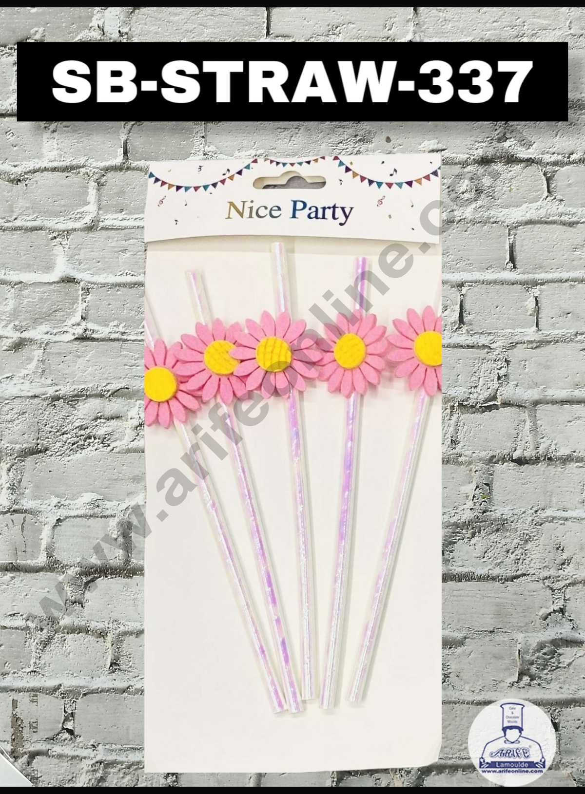 CAKE DECOR™ 5pcs Pink Sunflower Straw Topper For Cake Decoration( SB-STRAW-337-Pink )