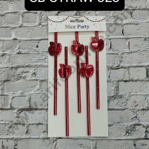 CAKE DECORβ’ 5pcs Red Apple Straw Topper For Cake Decoration( SB-STRAW-328-Red )