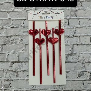 CAKE DECORβ’ 5pcs Red Heart Straw Topper For Cake Decoration( SB-STRAW-340-Red )