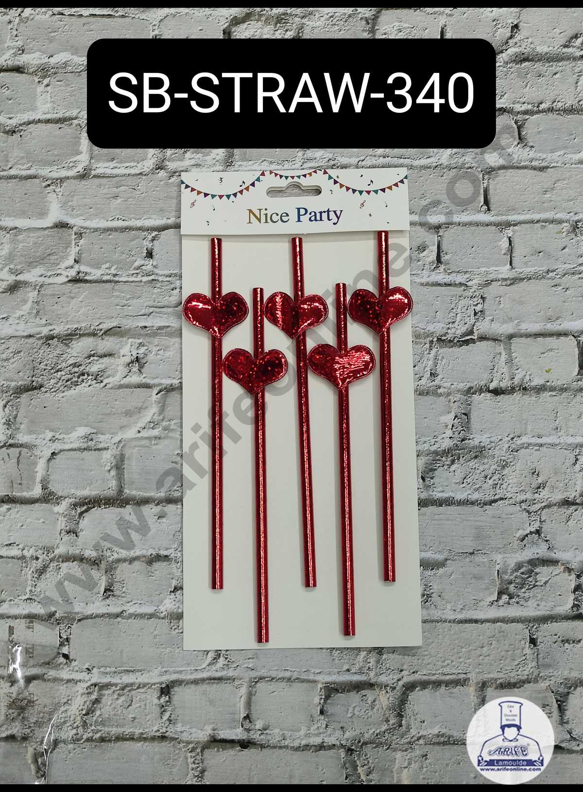 CAKE DECOR™ 5pcs Red Heart Straw Topper For Cake Decoration( SB-STRAW-340-Red )