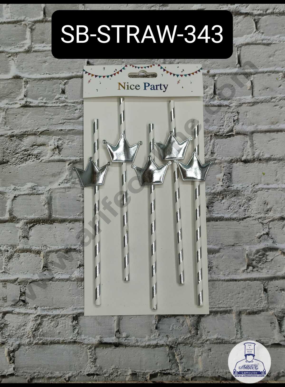 CAKE DECORβ’ 5pcs Silver Crown Straw Topper For Cake Decoration( SB-STRAW-343-CSilver )