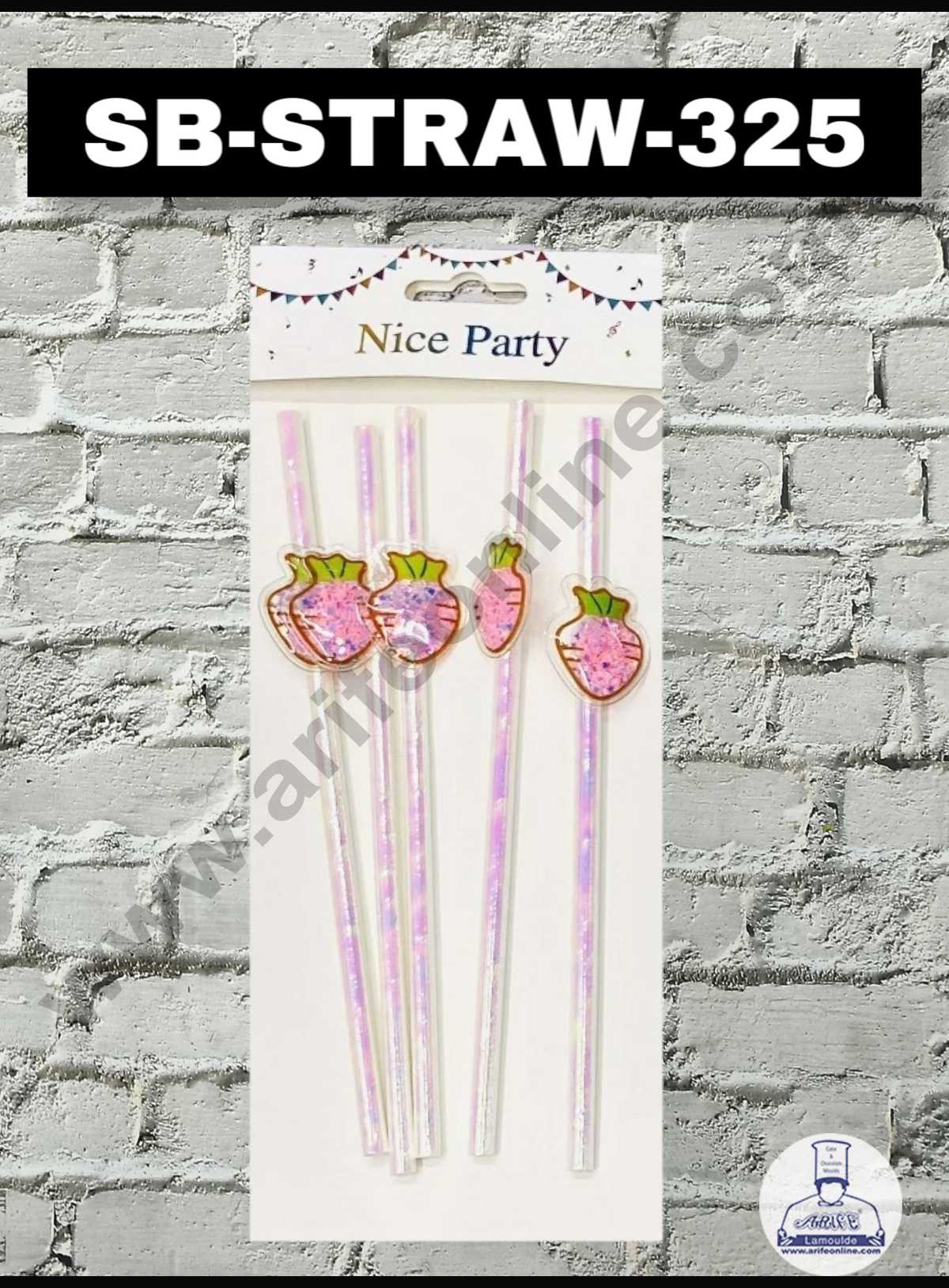 CAKE DECOR™ 5pcs Strawberry Straw Topper For Cake Decoration( SB-STRAW-325-Straw )