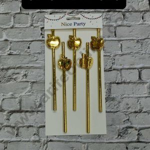 CAKE DECOR™ 5pcs Golden Glitter Apple Straw Topper For Cake Decoration( SB-STRAW-328-GGlitter )