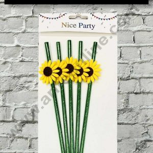 CAKE DECORβ’ 5pcs Yellow Sunflower Straw Topper For Cake Decoration( SB-STRAW-337-Yellow )