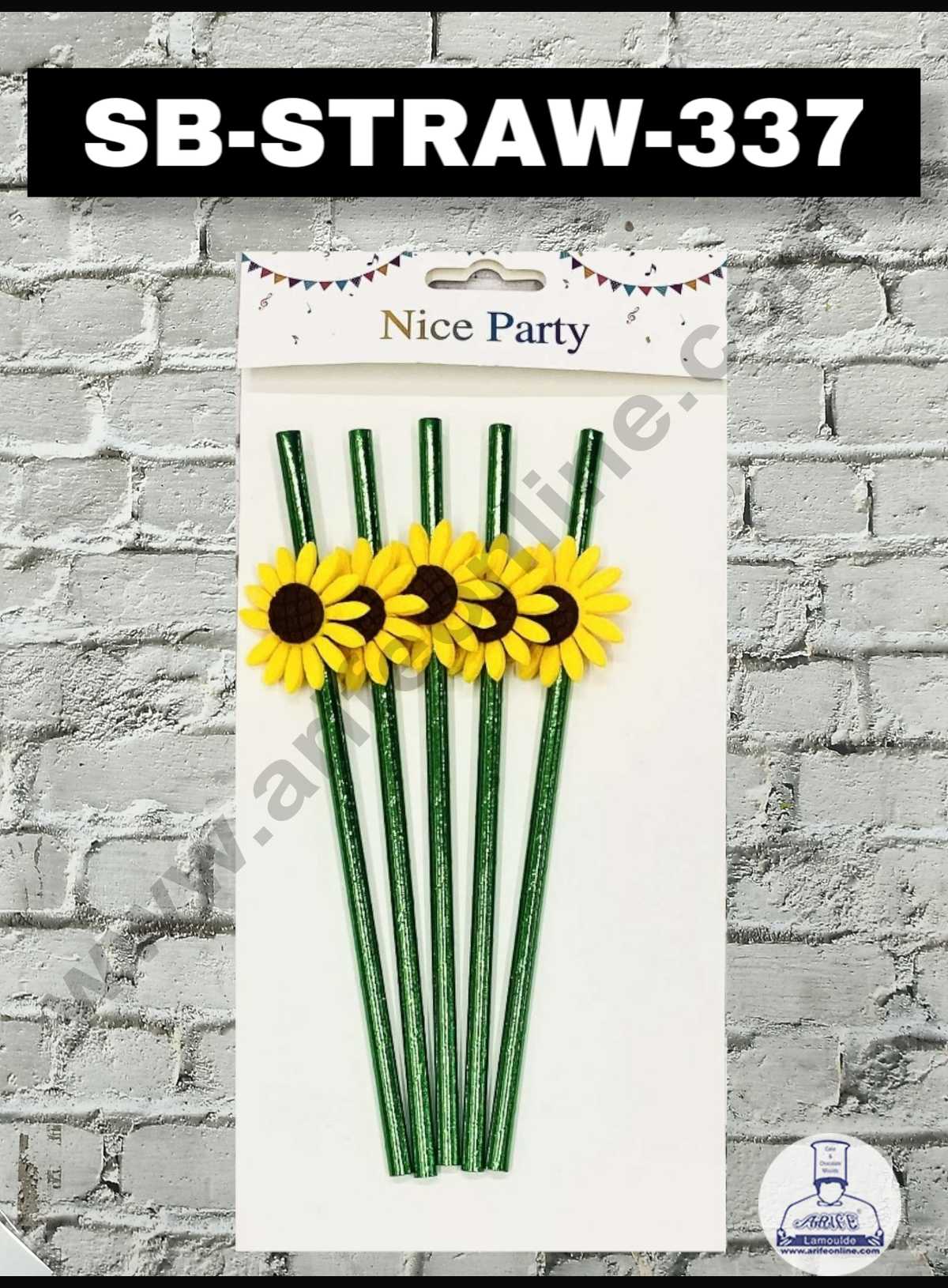 CAKE DECOR™ 5pcs Yellow Sunflower Straw Topper For Cake Decoration( SB-STRAW-337-Yellow )