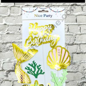 CAKE DECORβ’ 8pcs Happy Birthday Sea Theme Stick Topper For Cake Decoration( SB-TOPPER-315 )