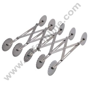 CAKE DECORβ’ Double Sided 5 Wheel Khaari Cutter Pastry Cutter Stainless Steel Expandable Pizza Slicer Multi-Round Pastry Knife Baking Cutter Roller