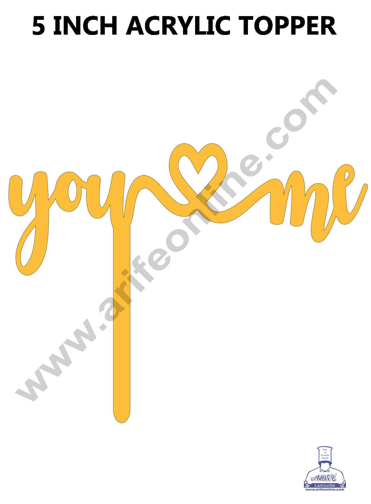 CAKE DECOR™ Golden Acrylic Cake Topper – You & Me ( SBMT-YM-01 )