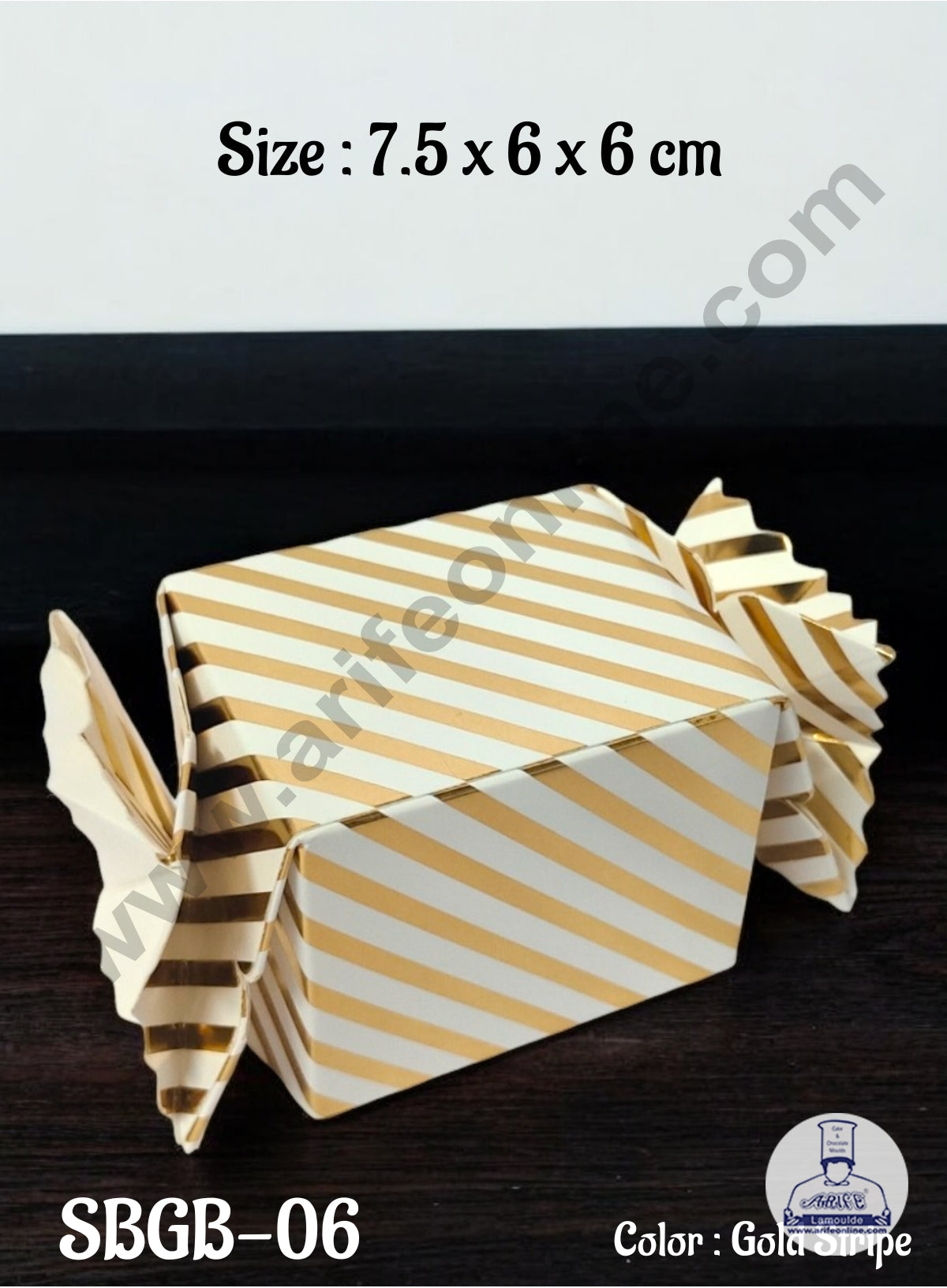 CAKE DECOR™ Goodie Bag For Hampers | Chocolate Box Hamper Box 10 Pcs Pack - Gold Stripes SBGB-06-Stripes