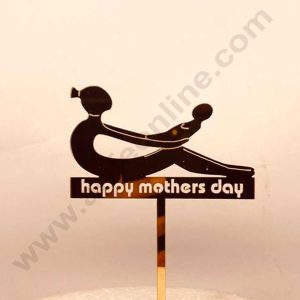 CAKE DECOR™ Happy Mothers Day Golden Acrylic Cake Topper - Happy Mothers Day ( SBMT-HMD-004 )
