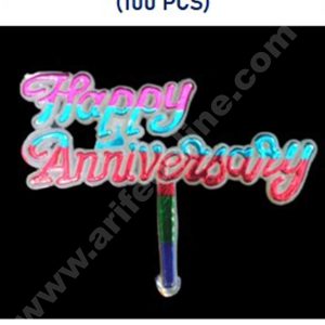 CAKE DECORβ’ Multi Color Big Happy Anniversary Cake Tag Cake Topper (Pack of 100 Pcs)