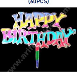 CAKE DECORβ’ Multi Color Big Happy Birthday Cake Tag Cake Topper (Pack of 60 Pcs)
