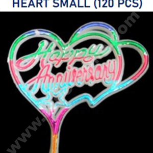 CAKE DECOR™ Multi Color Small Happy Anniversary Heart Cake Tag Cake Topper (Pack of 120 Pcs)