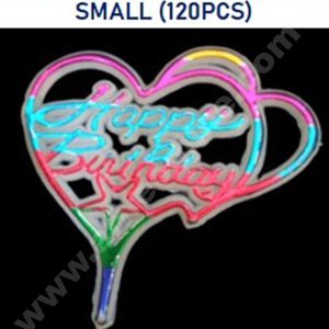 CAKE DECOR™ Multi Color Small Happy Birthday Heart Cake Tag Cake Topper (Pack of 120 Pcs)