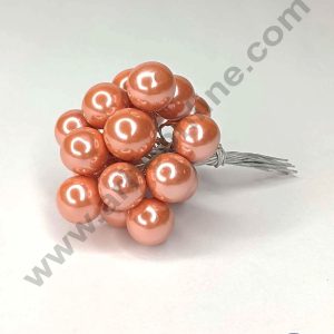 CAKE DECOR™ Peach Pearl Faux Ball Toppers For Cake and Cupcake Decoration - (20pcs Pack)