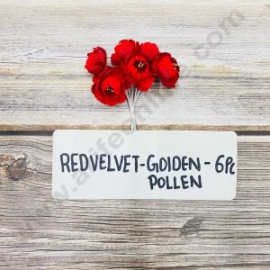 CAKE DECOR™ Red Velvet Flower With Golden Pollen Artificial Flower Bunch For Cake Decoration( 1 Bunch )