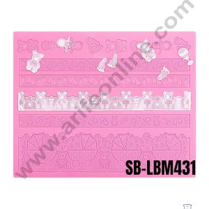 CAKE DECOR™ Silicone Adorable Baby Theme Cake Border Lace Mat Silicone Cake Fondant Lace Mat Baking Mat SBLBM-431