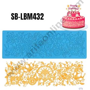 CAKE DECOR™ Silicone Floral Theme Cake Border Lace Mat Silicone Cake Fondant Lace Mat Baking Mat SBLBM-432