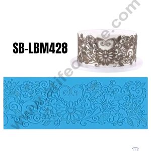 CAKE DECOR™ Silicone Flower Theme Cake Border Lace Mat Silicone Cake Fondant Lace Mat Baking Mat SBLBM-428