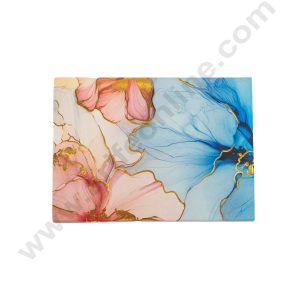 6 Cavity Floral Traditional Design Sliding Chocolate Box Without Cavity - Blue & Pink ( 1 Pc ) - CAKE DECORβ’