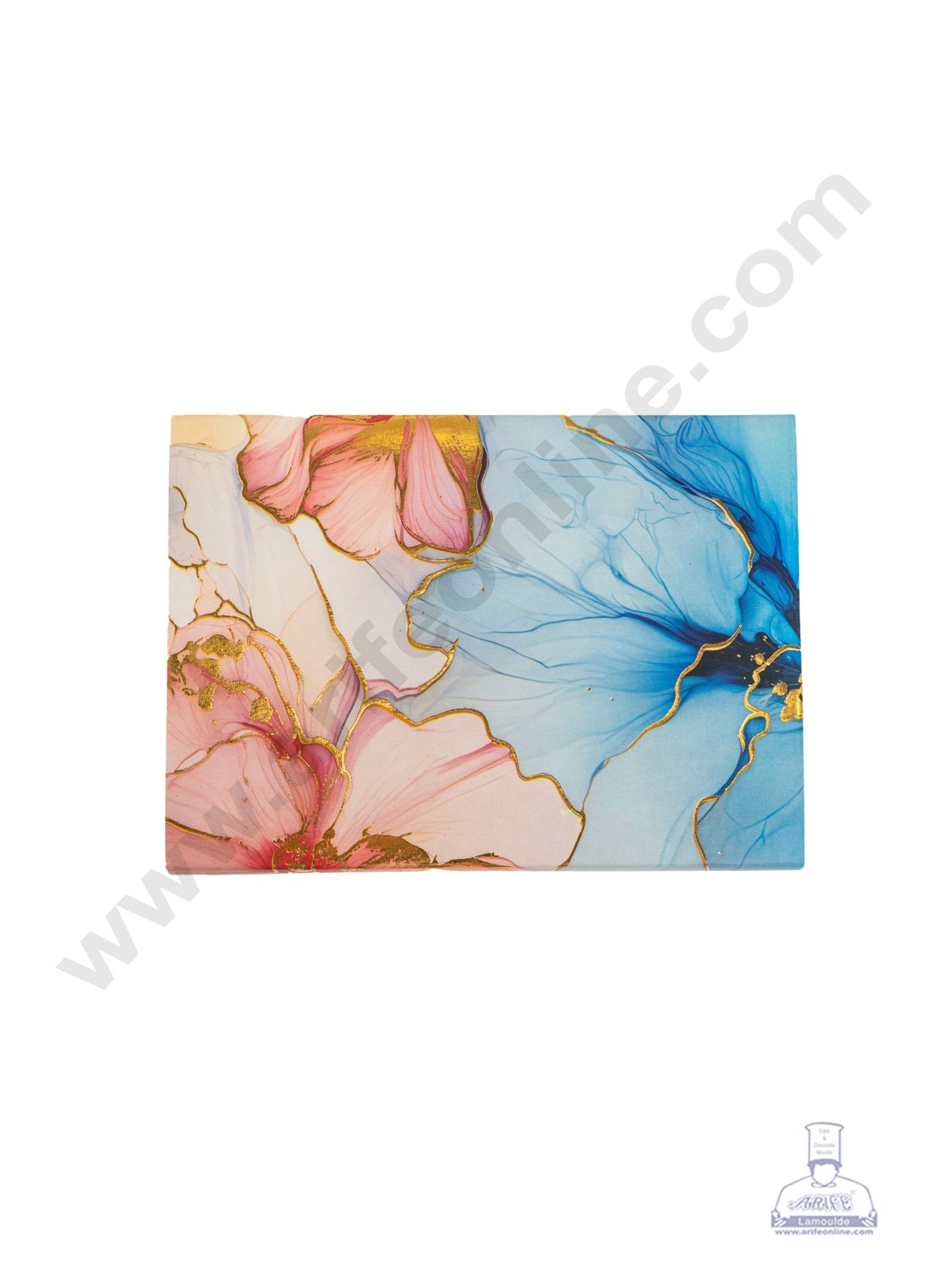 6 Cavity Floral Traditional Design Sliding Chocolate Box Without Cavity - Blue & Pink ( 1 Pc ) - CAKE DECORβ’