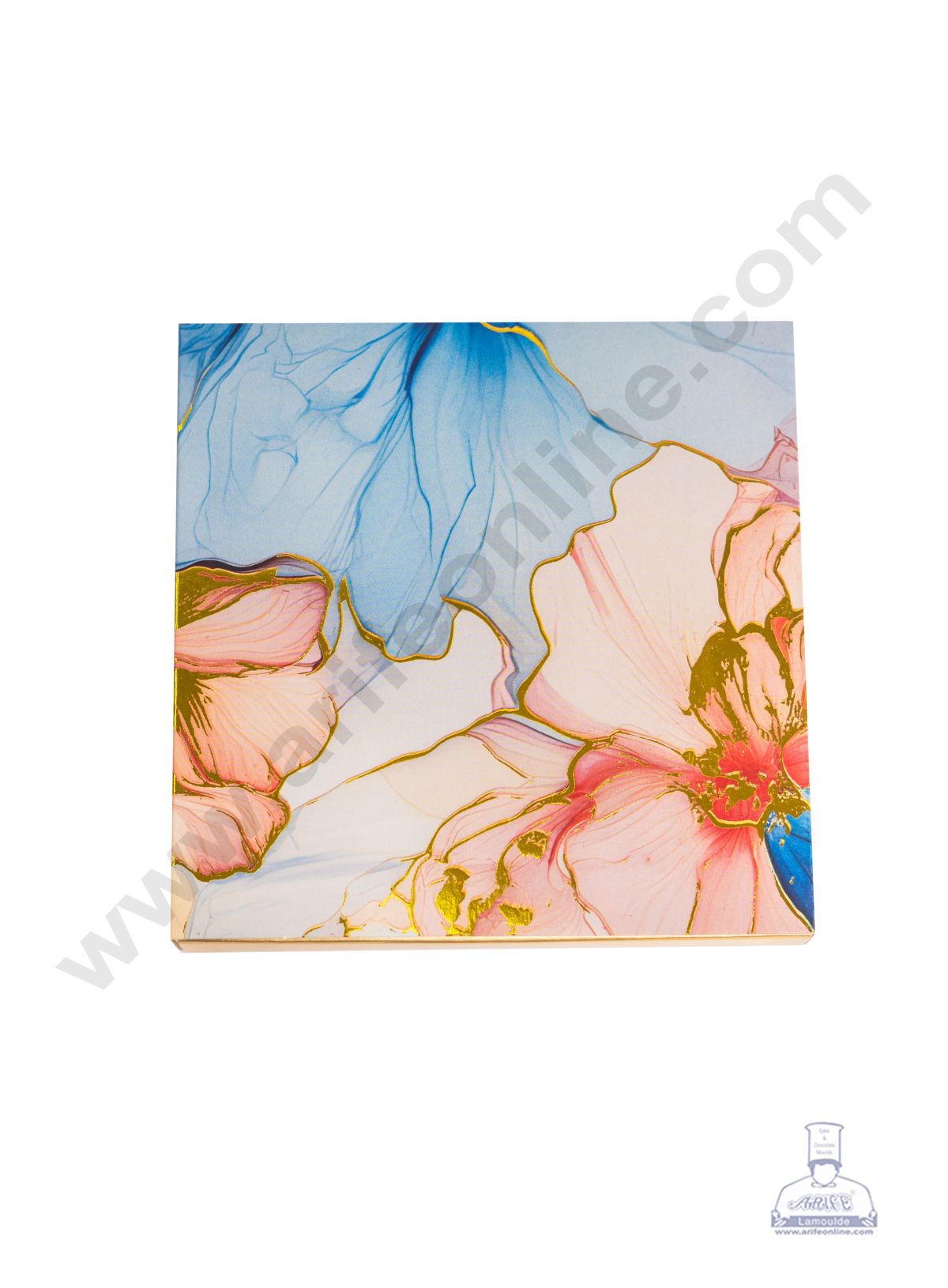 9 Cavity Floral Traditional Design Sliding Chocolate Box Without Cavity - Blue & Pink ( 1 Pc ) - CAKE DECORβ’