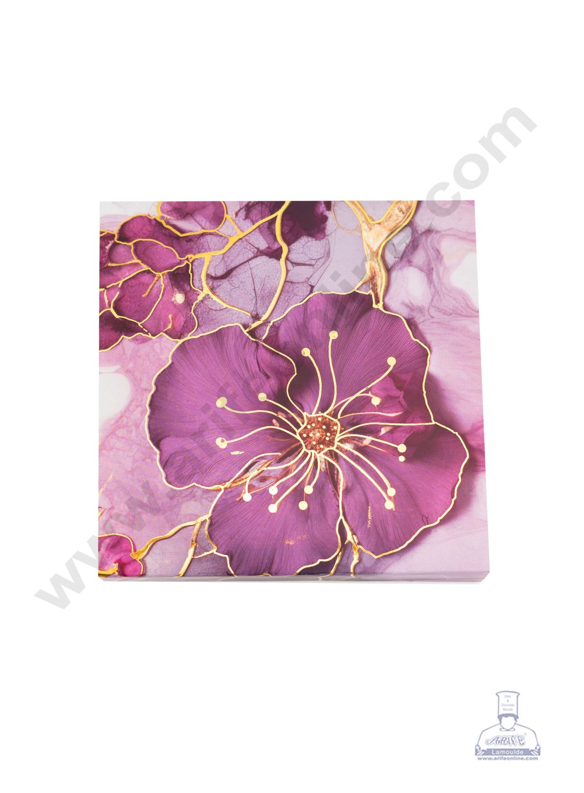 9 Cavity Floral Traditional Design Sliding Chocolate Box Without Cavity - Purple ( 1 Pc ) - CAKE DECORβ’