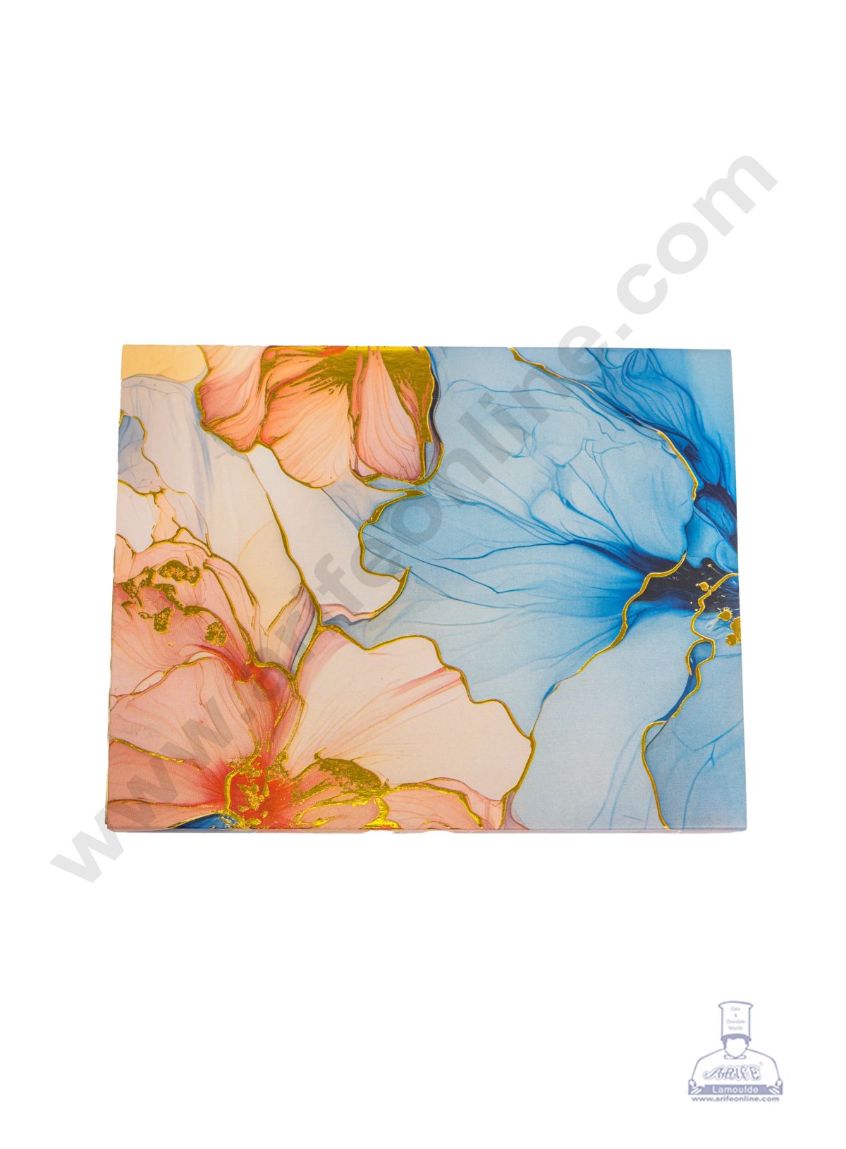 12 Cavity Floral Traditional Design Sliding Chocolate Box Without Cavity - Blue & Pink ( 1 Pc ) - CAKE DECORβ’