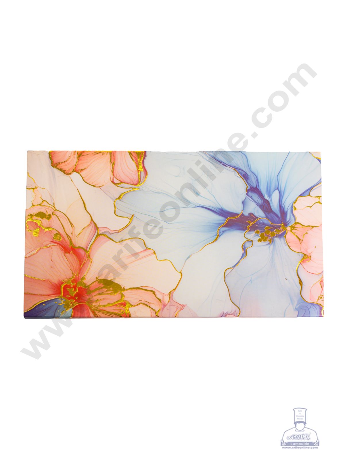 18 Cavity Floral Traditional Design Sliding Chocolate Box Without Cavity - Blue & Pink ( 1 Pc ) - CAKE DECORβ’