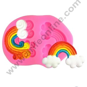 CAKE DECOR™ 2 Cavity 3D Rainbow with Cloud Fondant Clay Marzipan Cake Decoration Mould SBSP-CK-F1830YX