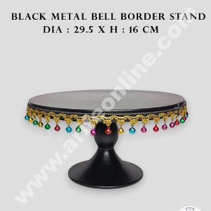 CAKE DECOR™ Black Metal Cake Stand with Small Bells Border | Dessert Stand | Cupcake Stand