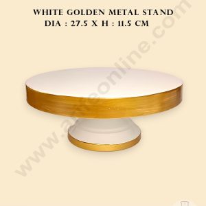 CAKE DECOR™ Simple White Cake Stand with Gold Border | Dessert Stand | Cupcake Stand