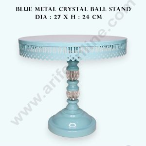 CAKE DECOR™ Antique Style Blue Metal Cake Stand with Crystal Accents | Dessert Stand | Cupcake Stand