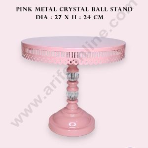 CAKE DECOR™ Antique Style Pink Metal Cake Stand with Crystal Accents | Dessert Stand | Cupcake Stand