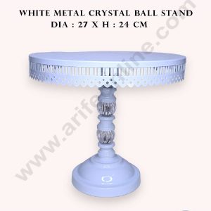 CAKE DECOR™ Antique Style White Metal Cake Stand with Crystal Accents | Dessert Stand | Cupcake Stand