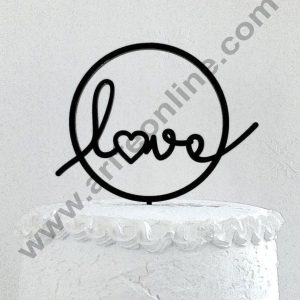 CAKE DECOR™ 5 inch Black Acrylic Love Cake Topper Cake Decoration Dessert Decoration