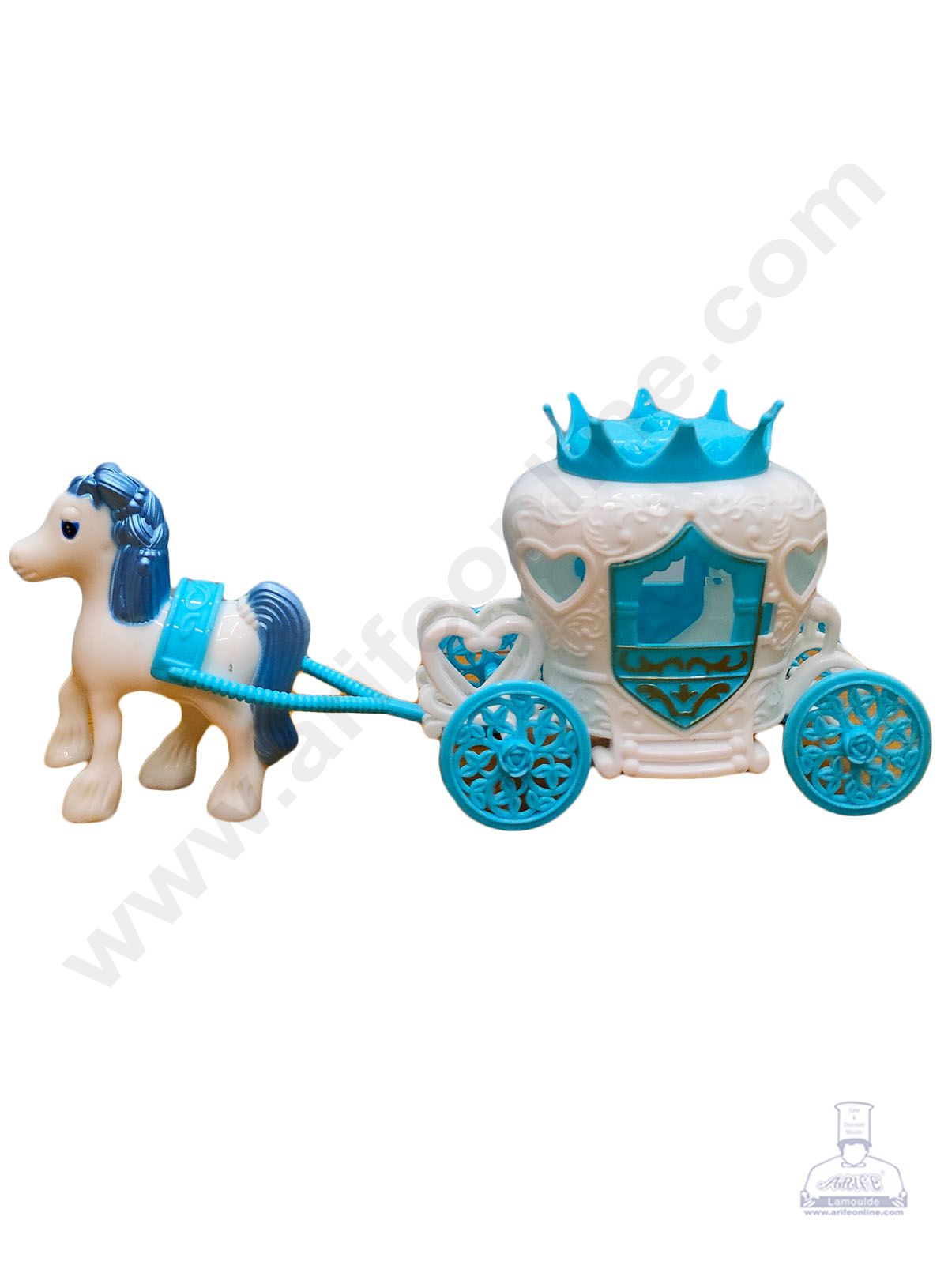 Cake Decorβ’ 1 Pc Horse Carriage Baggi Plastic Toys for Cake - Blue (SB-Baggi-Blue)