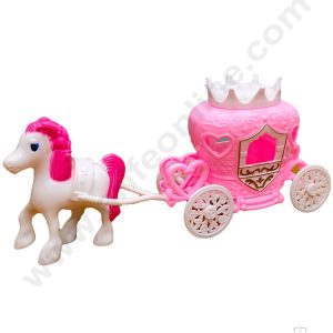 Cake Decorβ’ 1 Pc Horse Carriage Baggi Plastic Toys for Cake - Pink (SB-Baggi-Pink)
