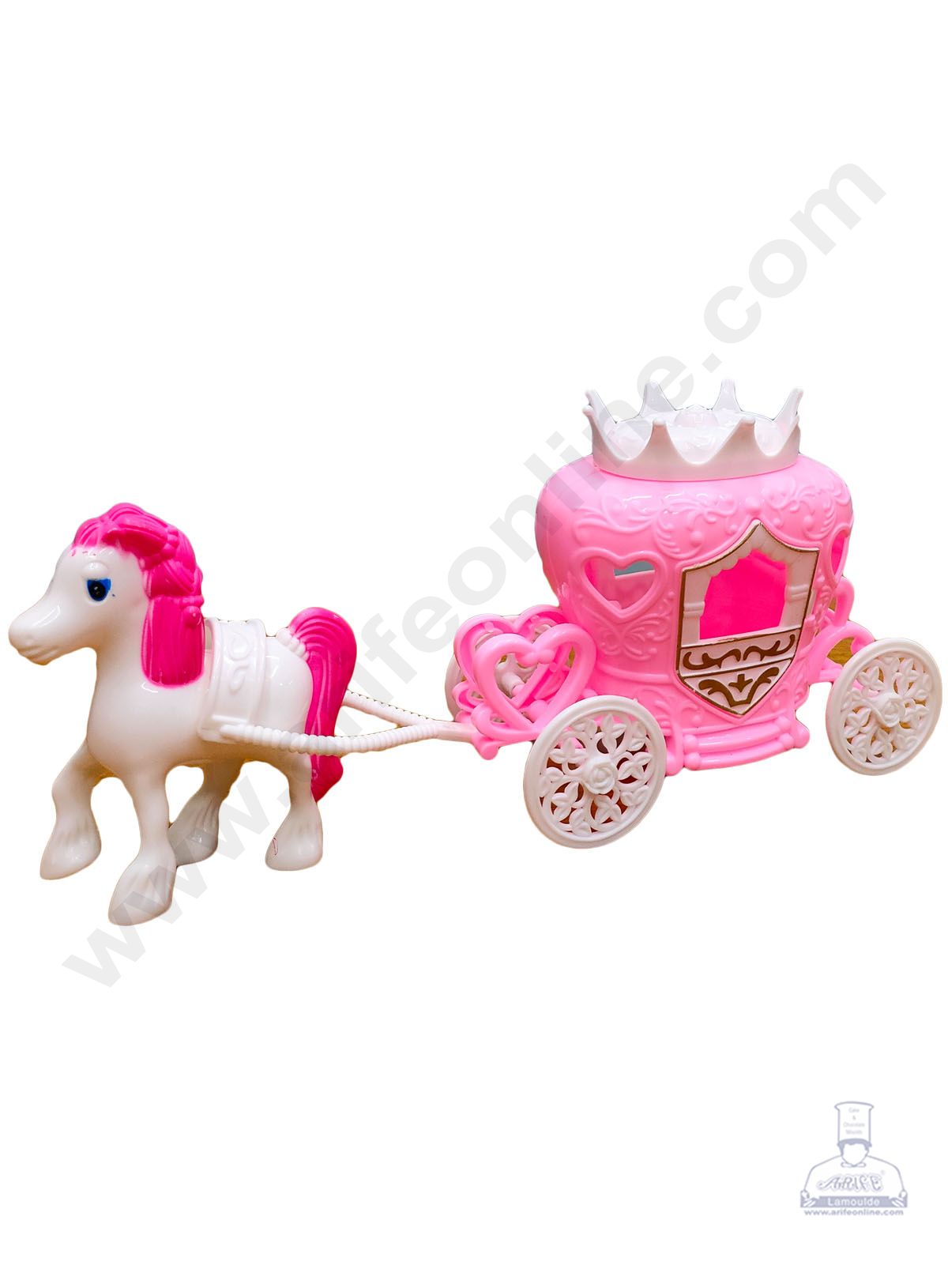 Cake Decorβ’ 1 Pc Horse Carriage Baggi Plastic Toys for Cake - Pink (SB-Baggi-Pink)