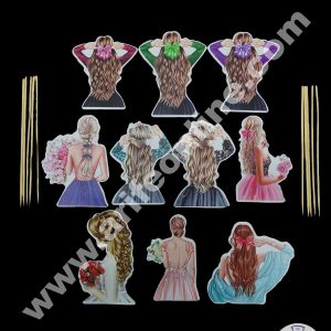 Cake Decor 10 pcs New Design Back Lady Theme Paper Topper For Cake And Cupcake