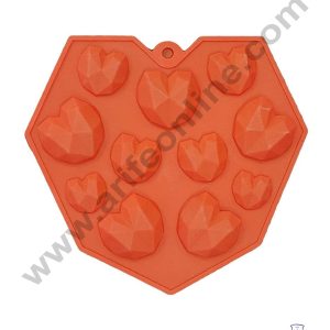 Cake Decor 11 Cavity  Small Pinata Heart Valentine Heart Shape Design Chocolate Mould Ice Mould , Jelly Candy Mould , Silicon Garnishing Mould