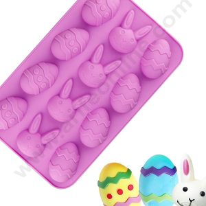 Cake Decor 12 Cavity Easter Egg And Rabbit Silicon Muffin  Mould (SBSM-822)